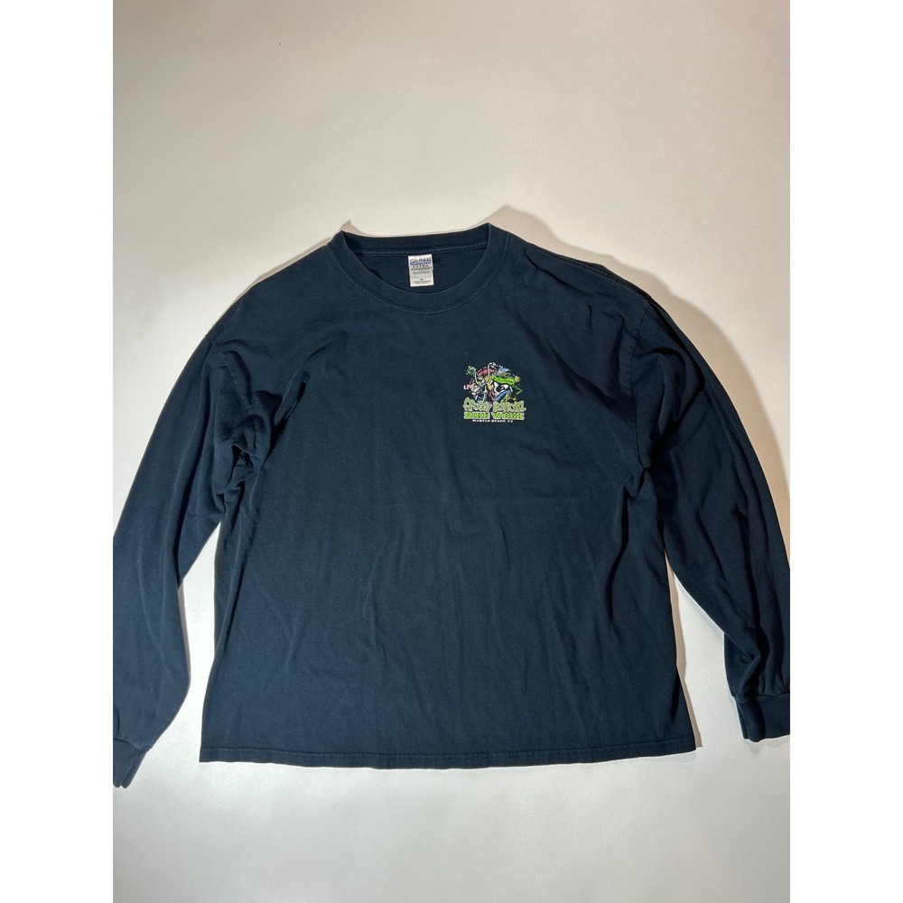 Gildan Long Sleeve Shirt Mens 2XL Black Excellent Froggy Bottomz Bike Week Tee